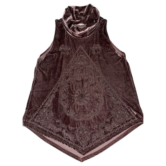 POL | PLUM Velvet Embroidered Sleeveless Top SZ SM - Picture 3 of 6
